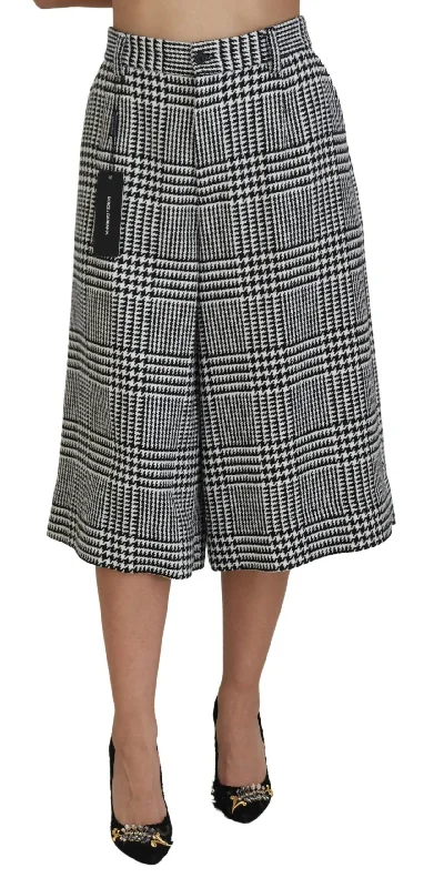 Dolce & Gabbana Elegant High Waist Plaid Midi Women's Pants Women's Vacation Clothes