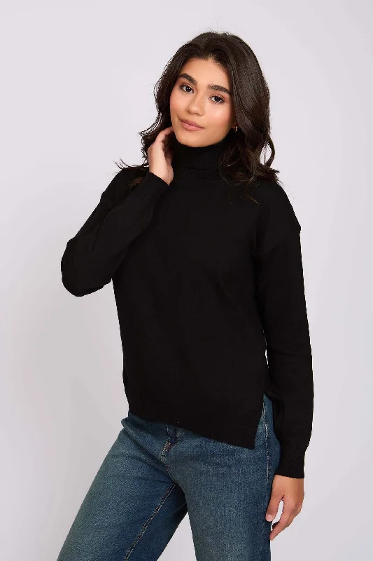 Women Pullover High Neck Black Online Shopping Boutiques