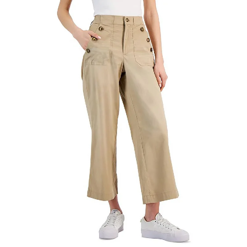 Womens High Rise Khaki Wide Leg Pants Women's Casual Wear Outfit