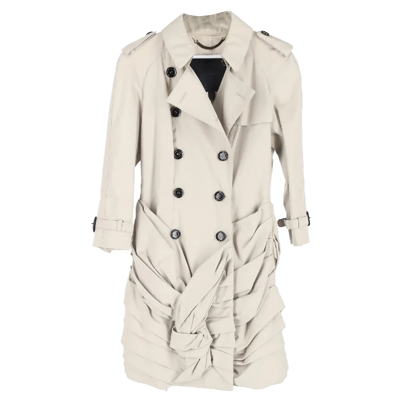 Burberry Prorsum Knotted Skirt Trench Coat in Ecru Cotton Women's Seasonal Apparel