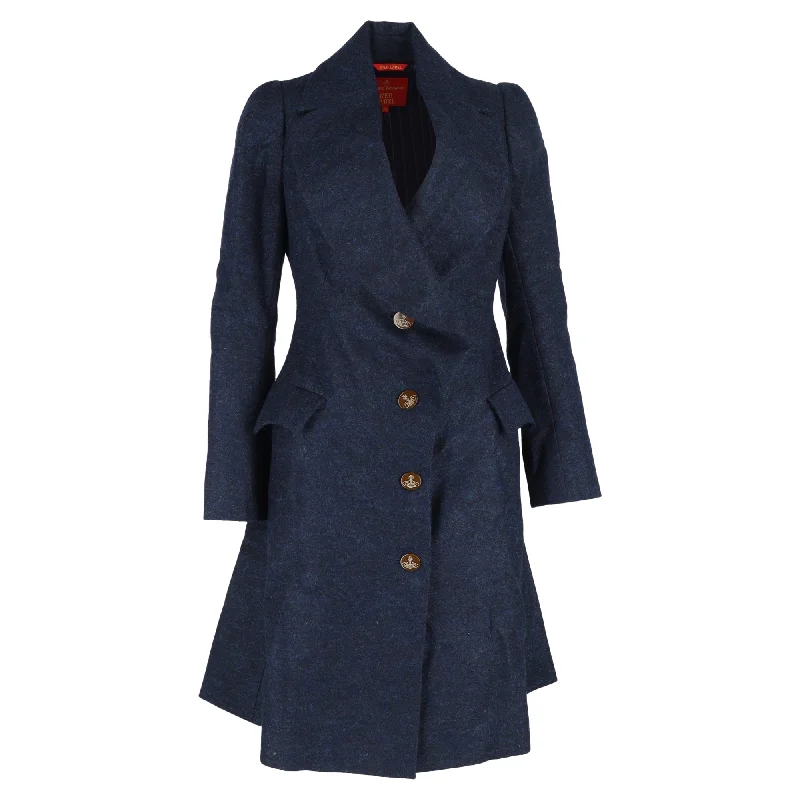 Vivienne Westwood Red Label Single-Breasted Coat in Navy Blue Wool Women's Evening Garments