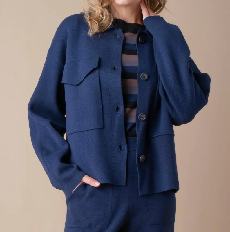 Matilde Double Knit Jacket In Navy Affordable Women's Outfit