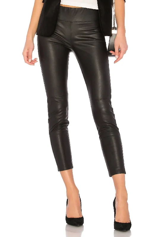 Gemma Mid Rise Vegan Leather Leggings In Black Flash Sale Online