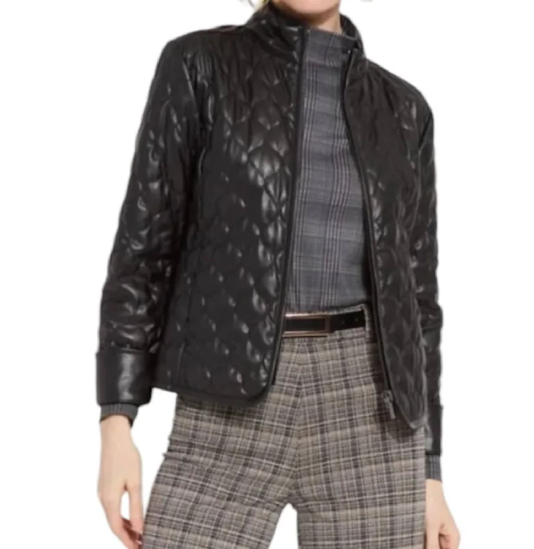 Brooklyn Quilted Vegan Leather Jacket In Black Women's Floral Print Outfit