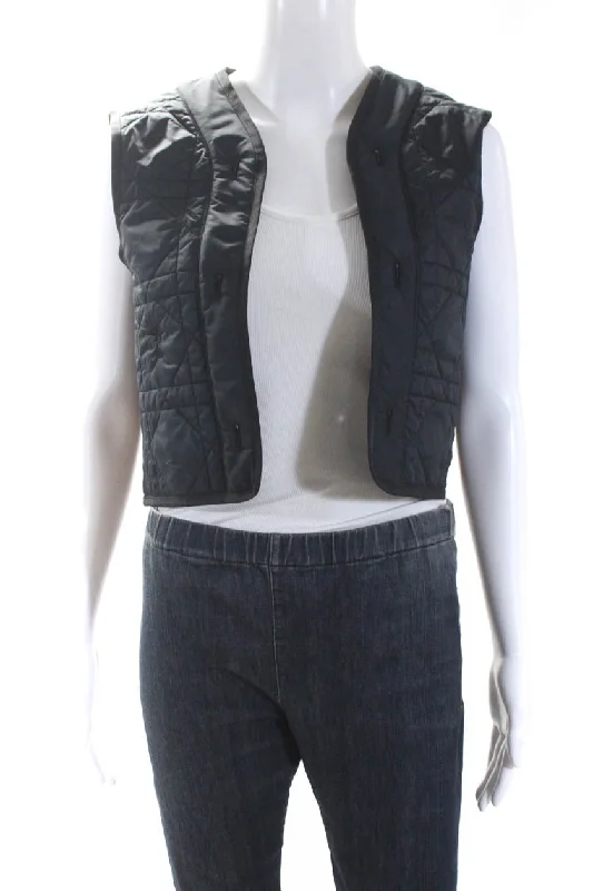 Christian Dior Womens Open Front Cannage Quilted Vest Jacket Insert Navy Women's Plus-Size Casual Outfit